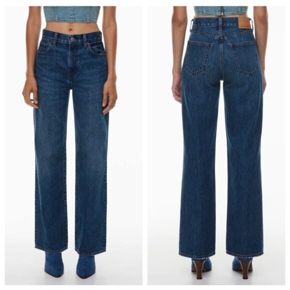 Denim Forum Denim - DENIM FORUM Farrah Wide Leg Jeans Whiskey a Go Go Dark Wash 26 ARITZIA